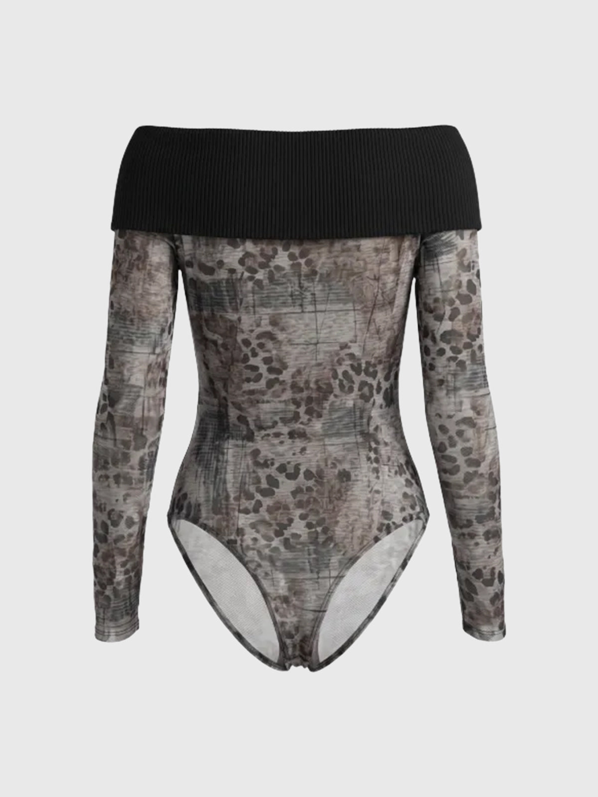Brick Lane Skimming Graphic Print Bodysuit Top - Grey