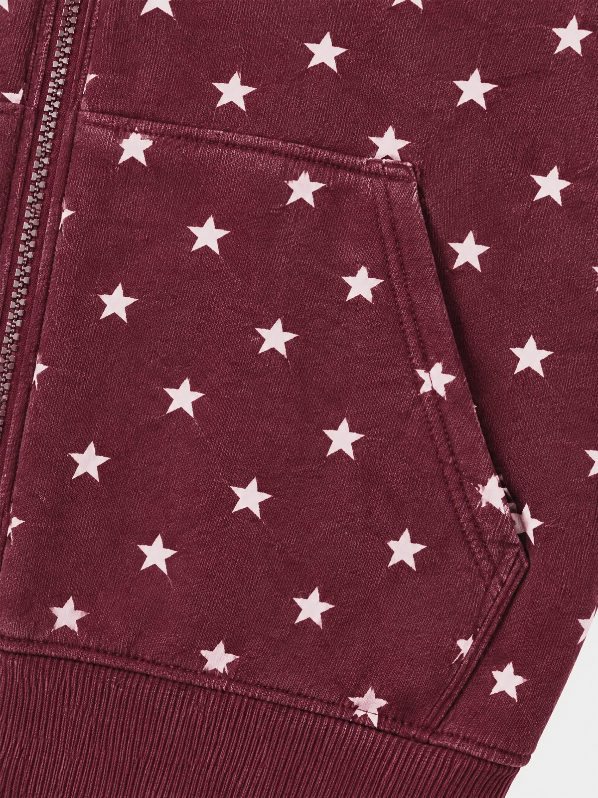 Co-ed Dorm Baggy Star Pattern Zip Hoodie - Red