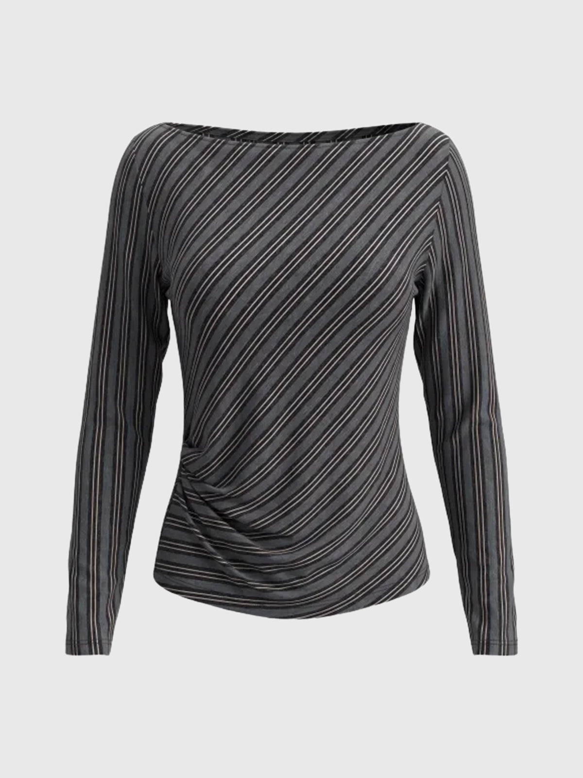 Co-ed Dorm Skimming Marled Knit Long Sleeve Top - Grey