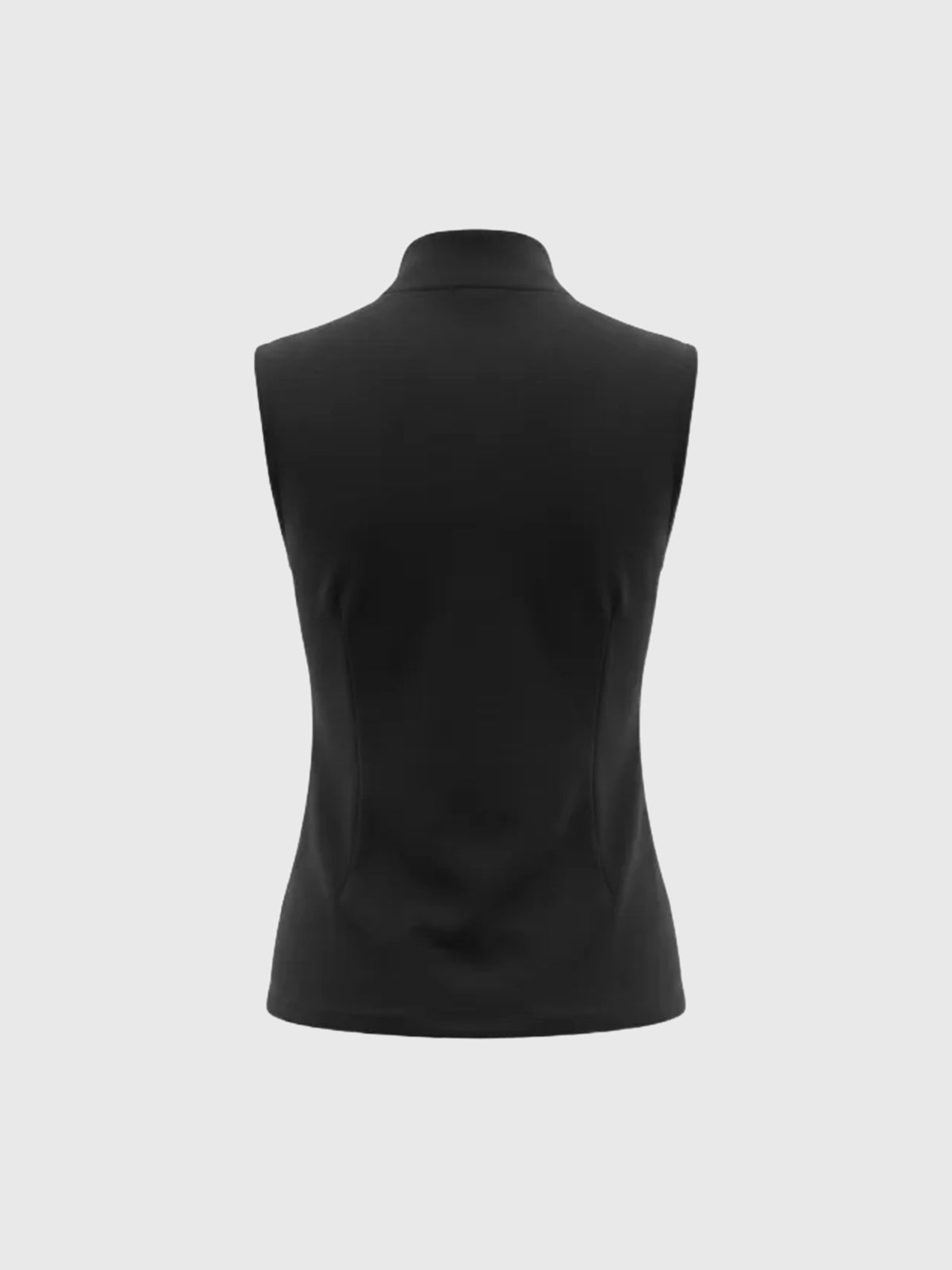 American Club Skimming High Neck Double-Breasted Top - Black