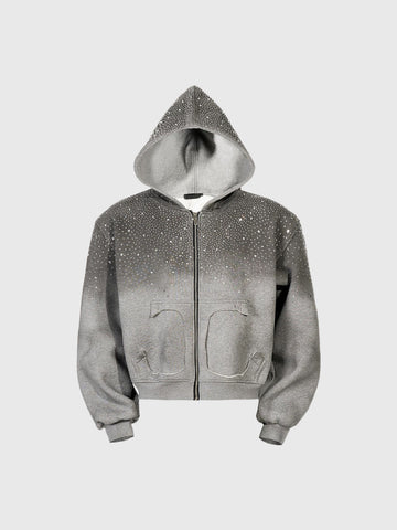 American Club Baggy Star Graphic Hooded Top - Grey