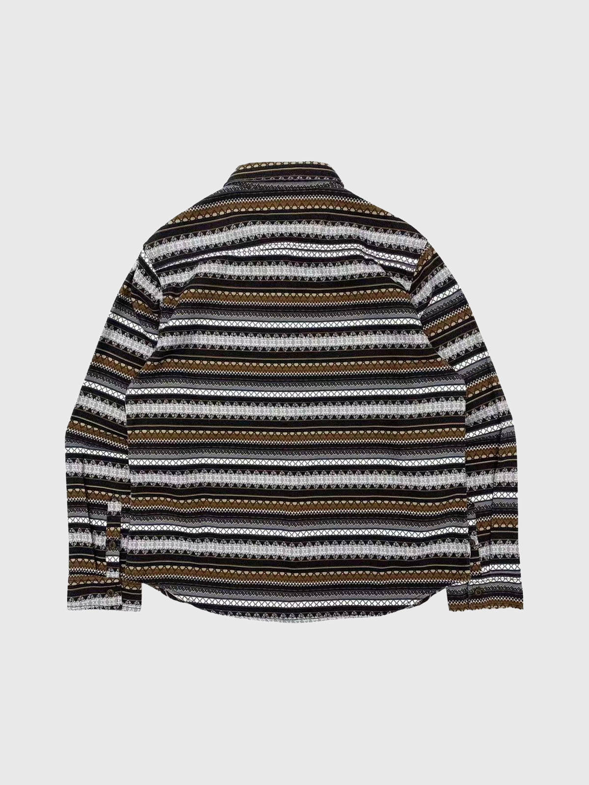 American Club Baggy Striped Knit Zip Cardigan - Brown
