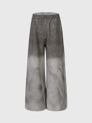 American Club Wide-leg Star Graphic Sweatpants Maxi Pants - Grey