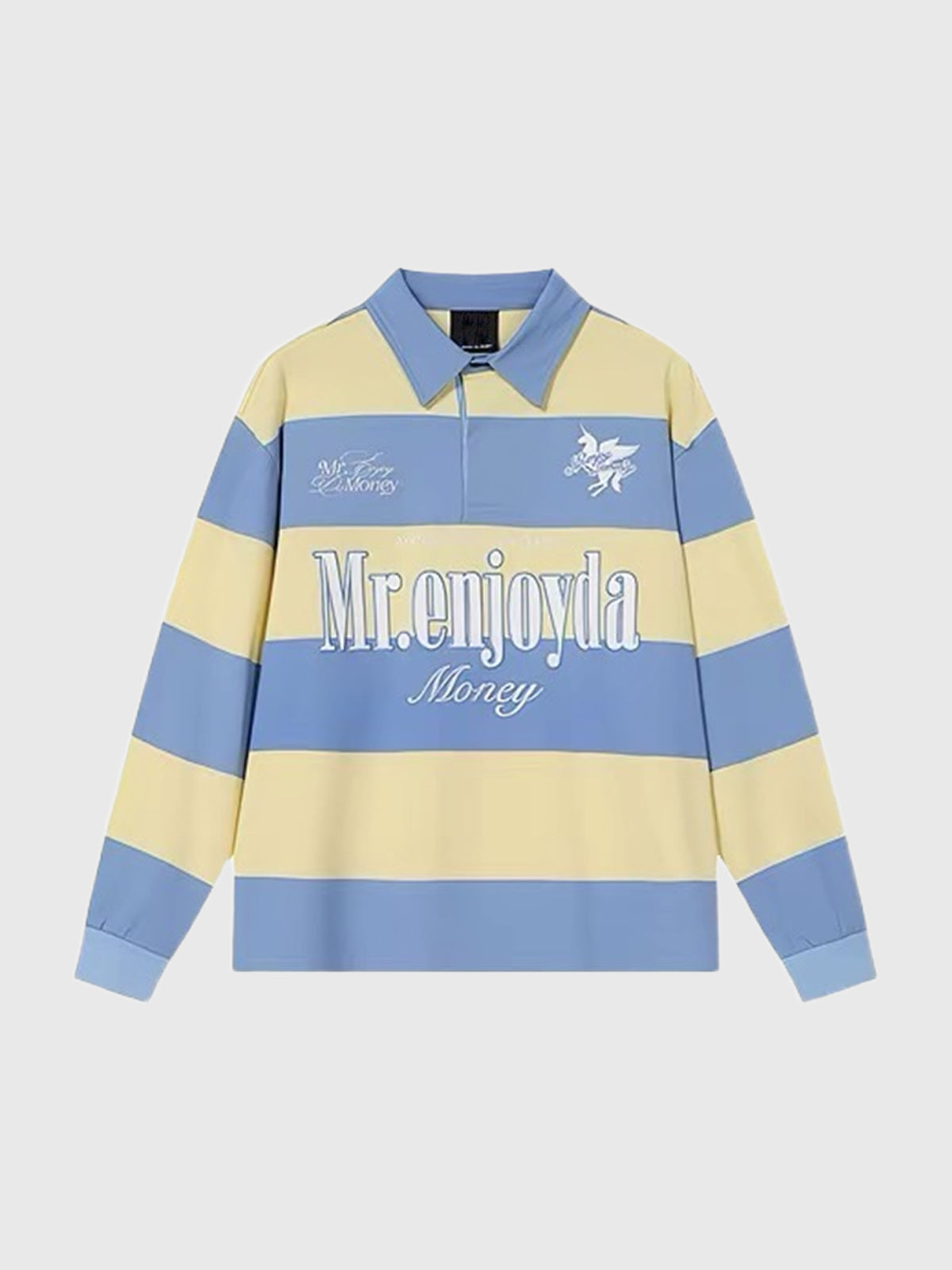 American Club Baggy Striped Crewneck Sweatshirt Top - Blue