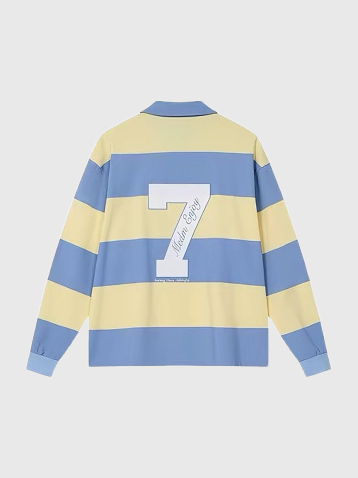 American Club Baggy Striped Crewneck Sweatshirt Top - Blue