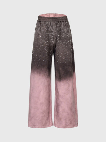 American Club Wide-leg Star Graphic Sweatpants Maxi Pants - Pink