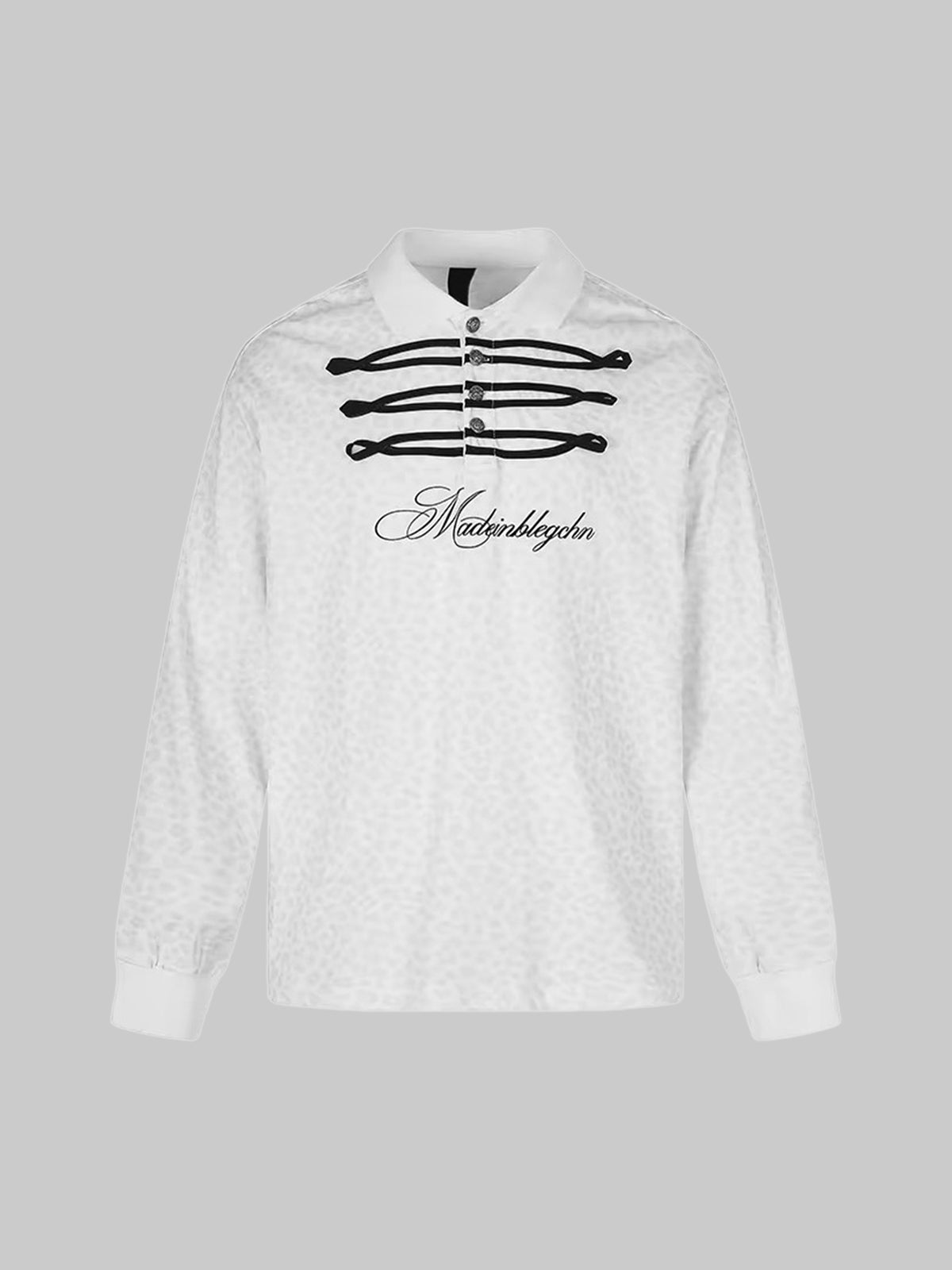 American Club Skimming Graphic Print Long Sleeve Top - White