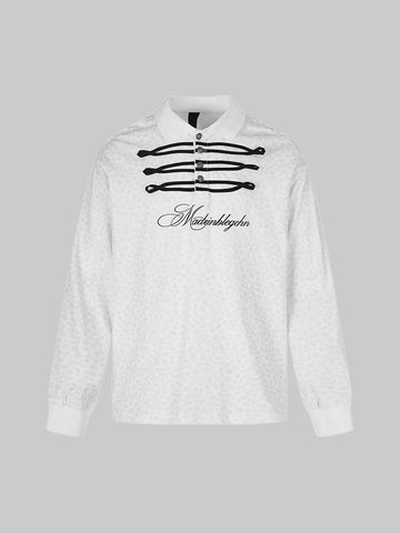 American Club Skimming Graphic Print Long Sleeve Top - White