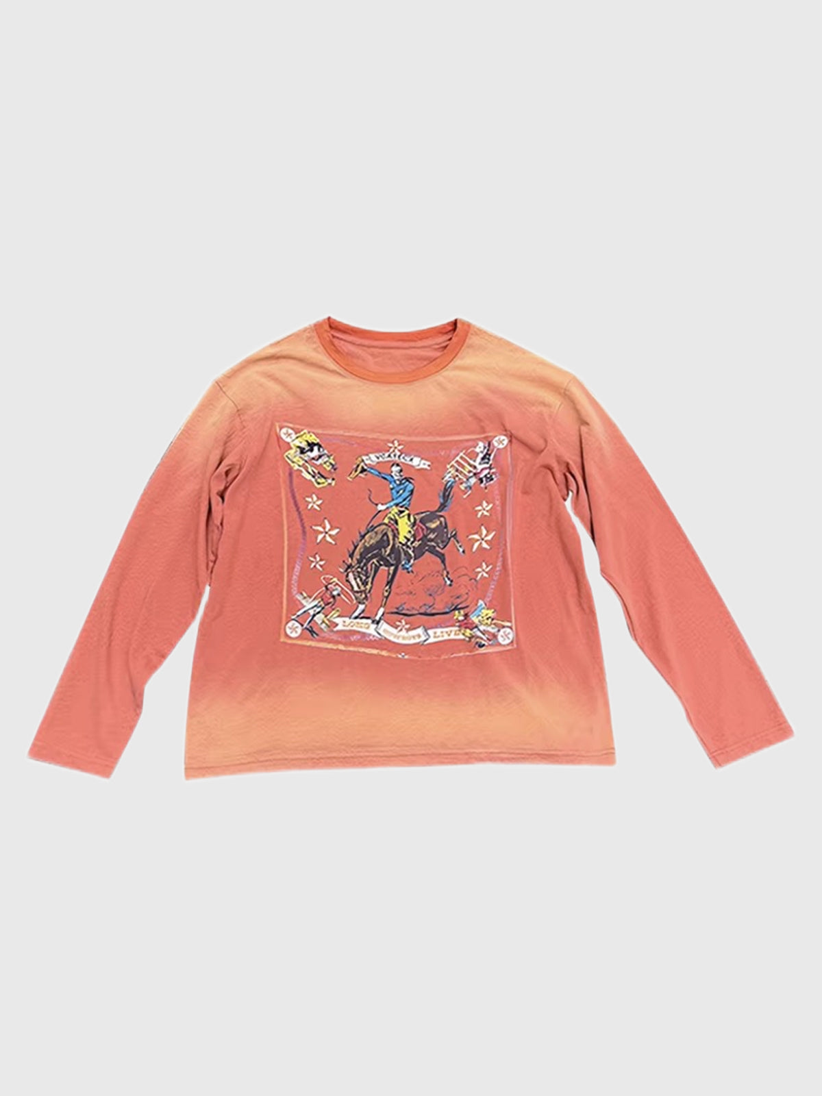 Co-ed Dorm Skimming Graphic Print Long Sleeve Top - Red