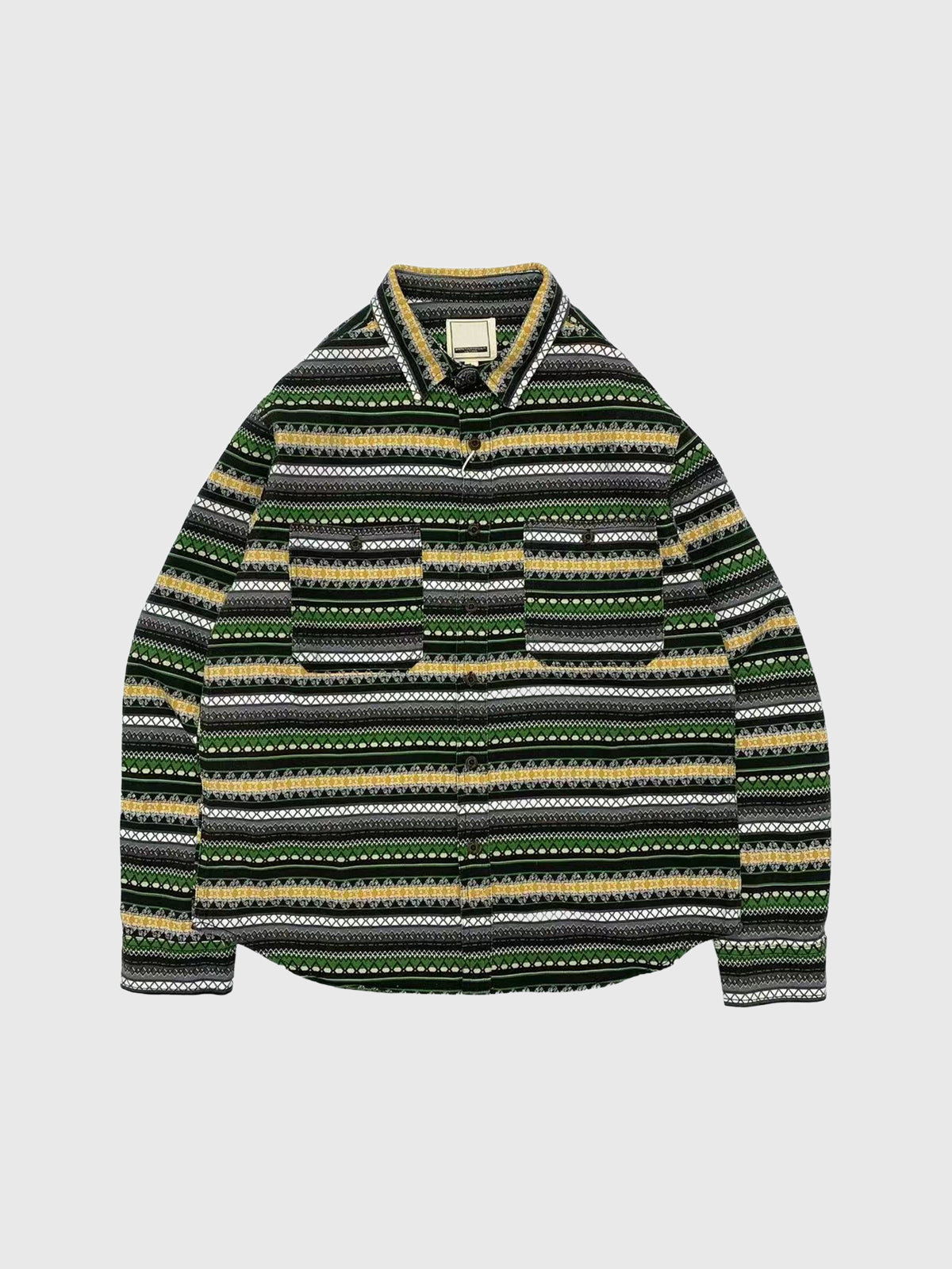 Weekday Outdoor Baggy Striped Zip Knit Jacket - Green