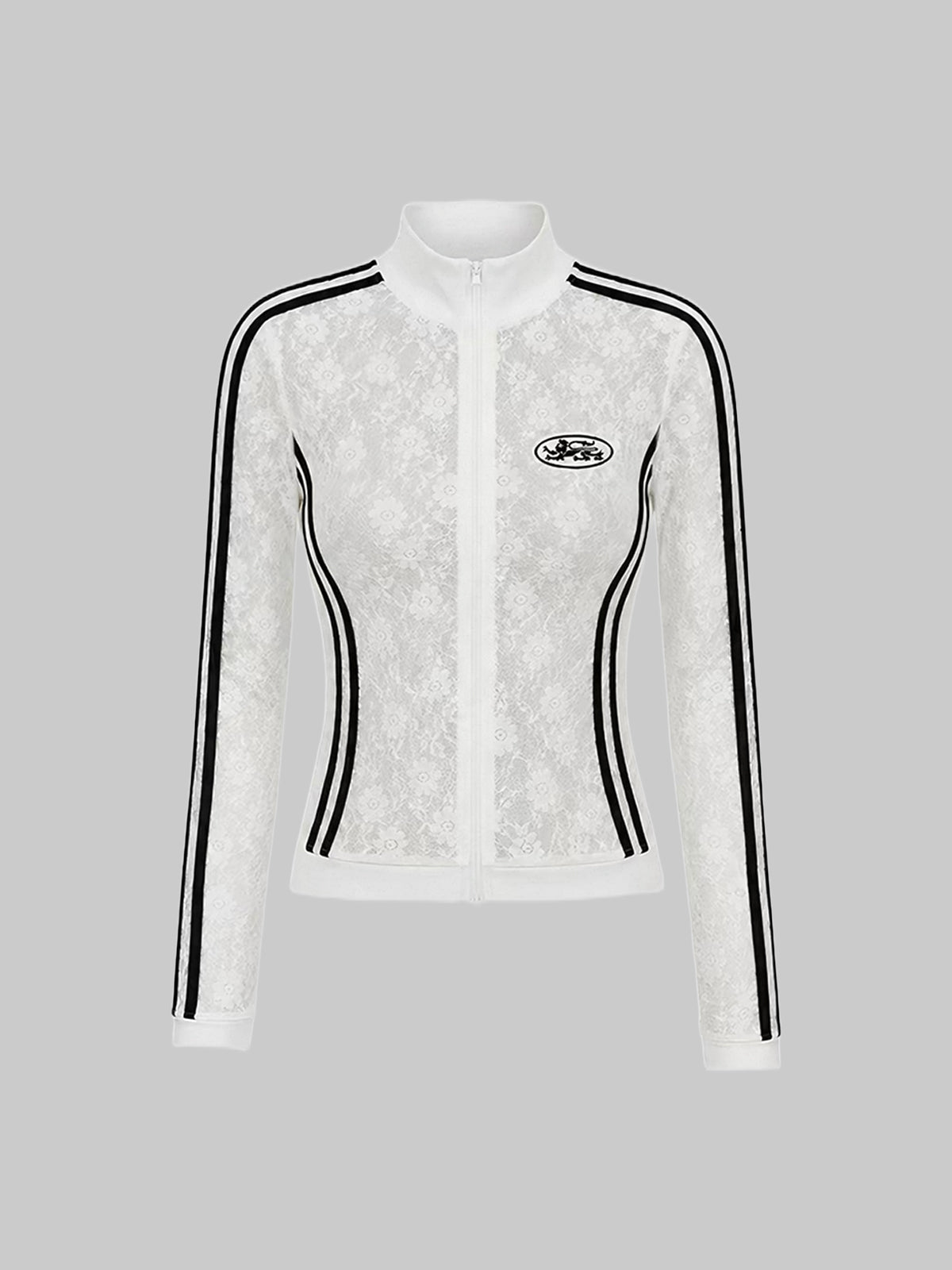American Club Skimming Side-Stripe Track Jacket Top - White