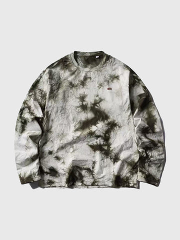 American Club Baggy Tie-Dye Hooded Top - Grey