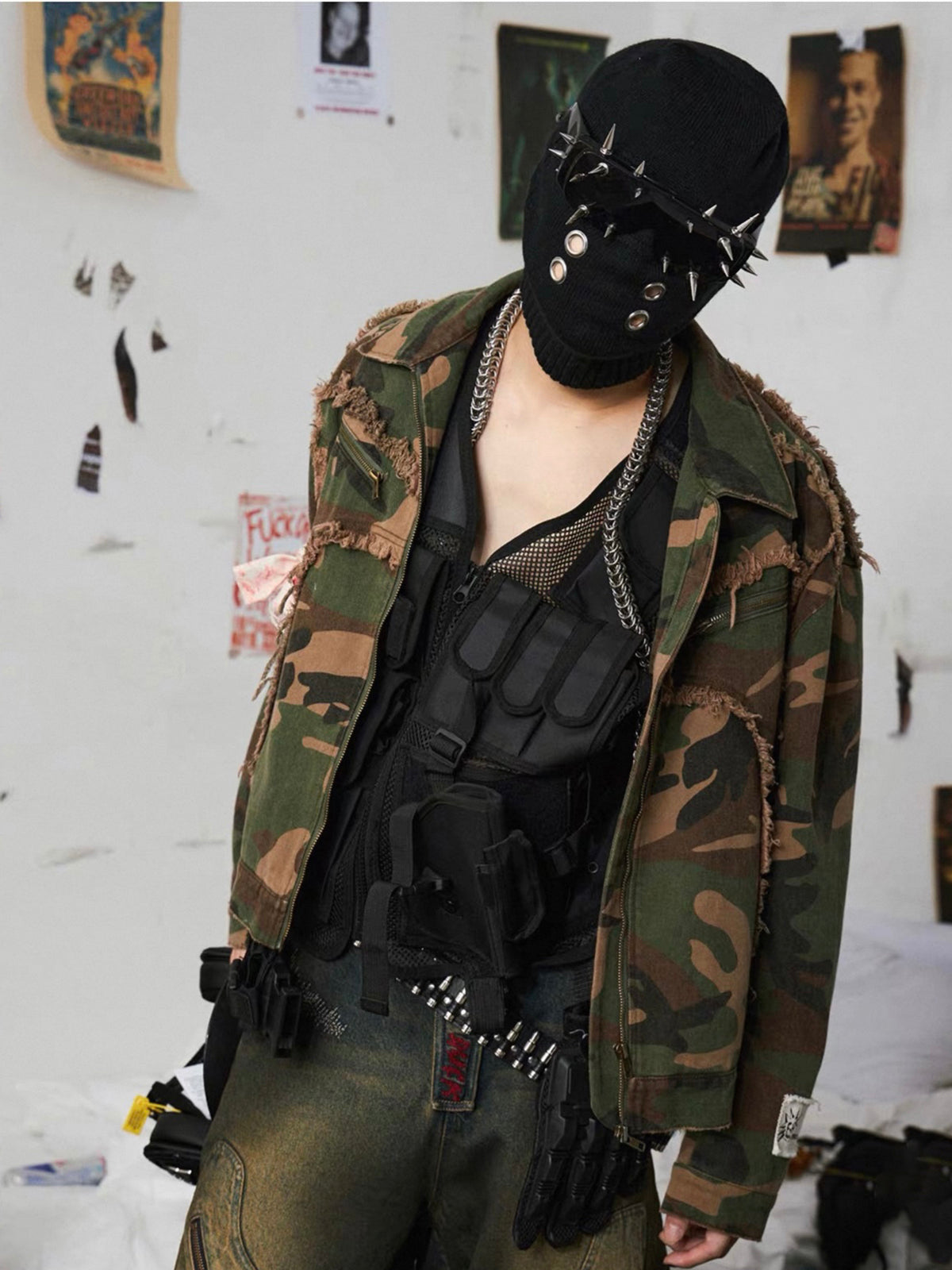 Weekday Outdoor Baggy Camouflage Zip Jacket - Green