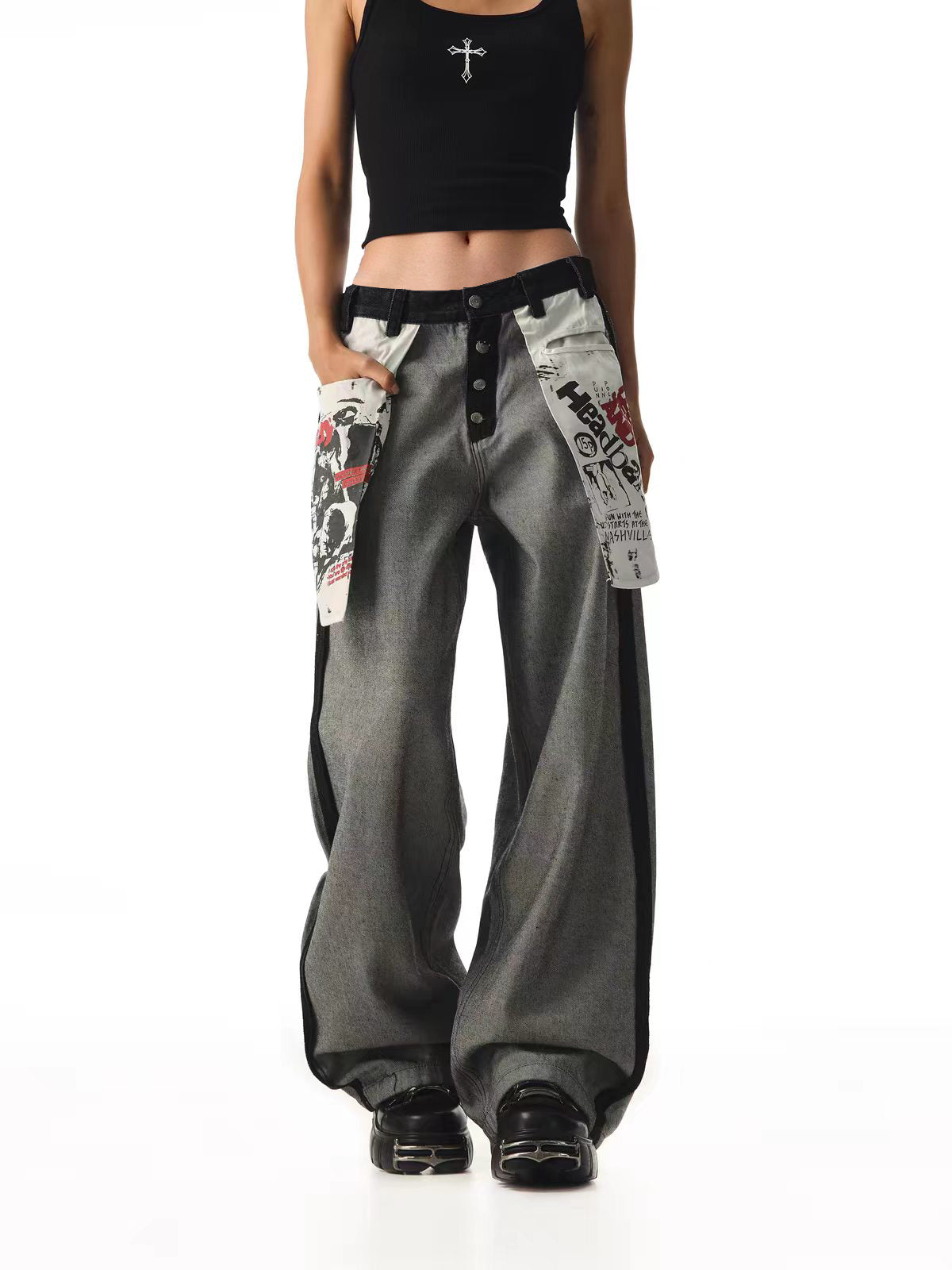 Weekday Outdoor Wide-leg Multi-Pocket Utility Cargo Maxi Pants - Grey