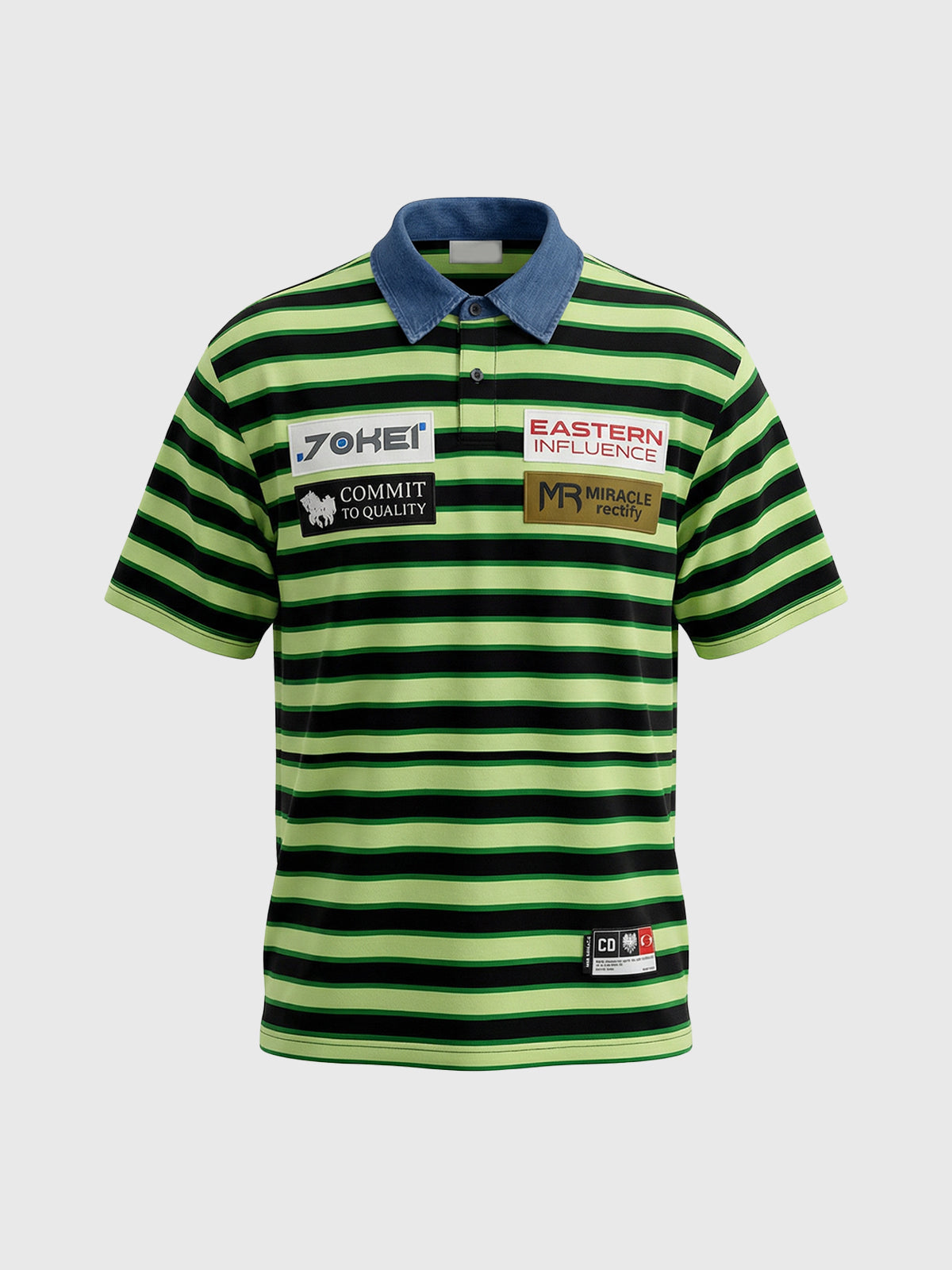 Parallel Stripe Polo - Moss Forest