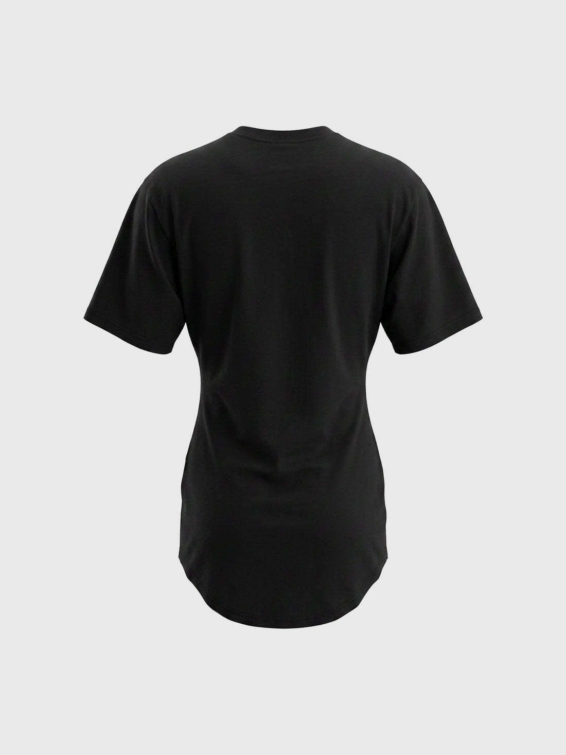 Brick Lane Skimming Curved Hem Crew Neck Tee - Black