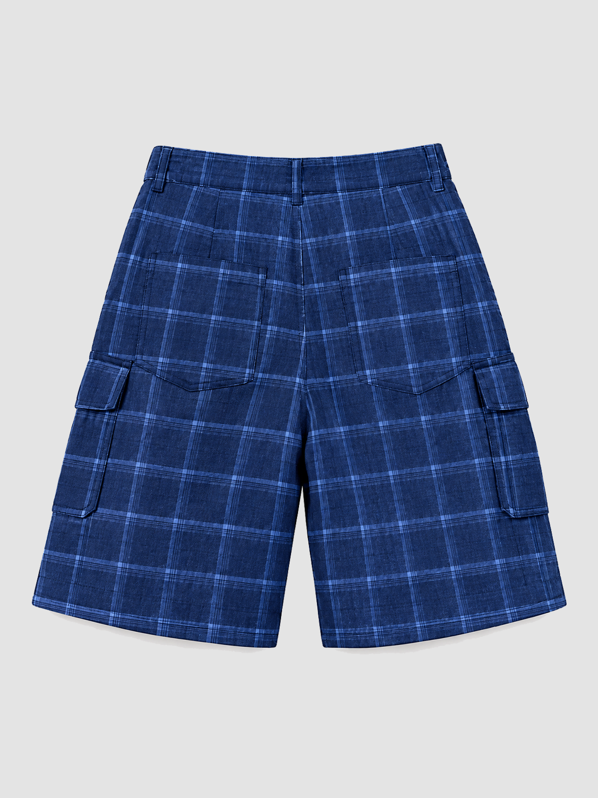 Brick Lane Plaid Pattern Relaxed Shorts - Blue