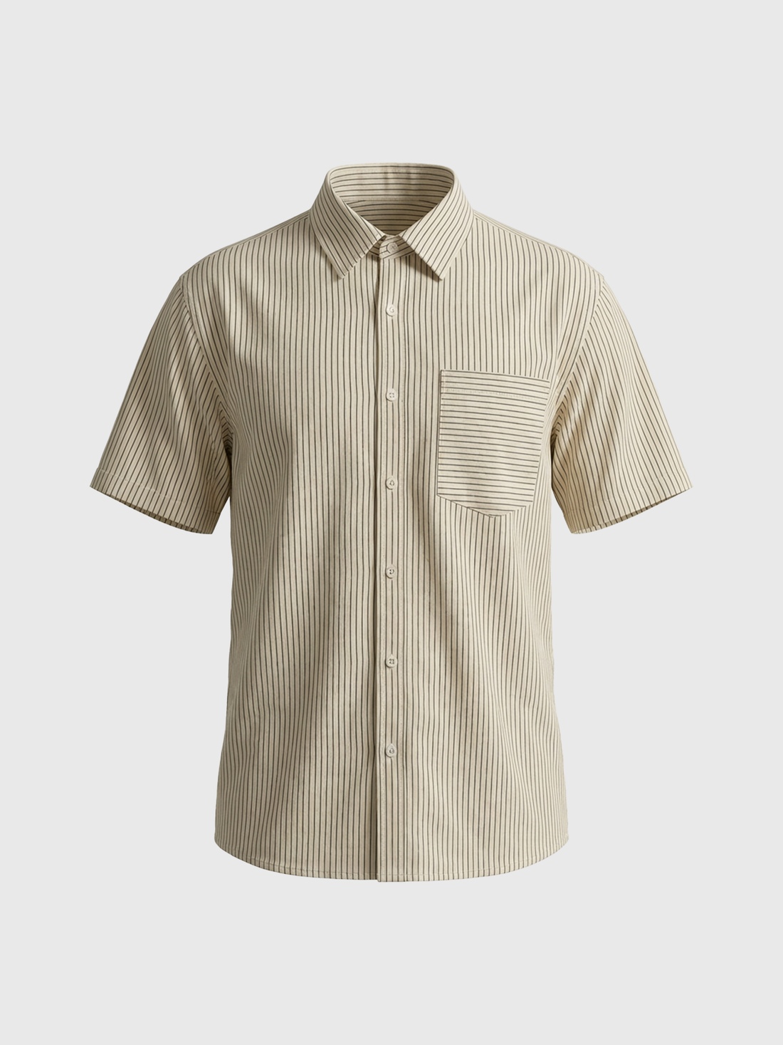 Co-ed Dorm Baggy Stripe Short Sleeve Shirt - Khaki