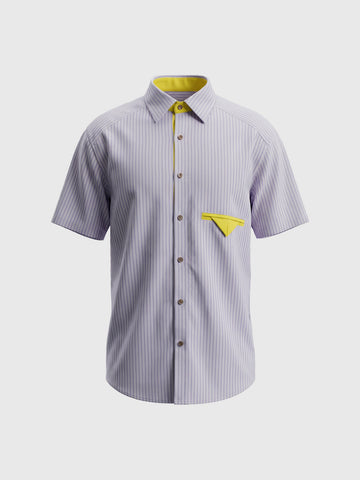 Co-ed Dorm Contrast Striped Baggy Shirt - Purple