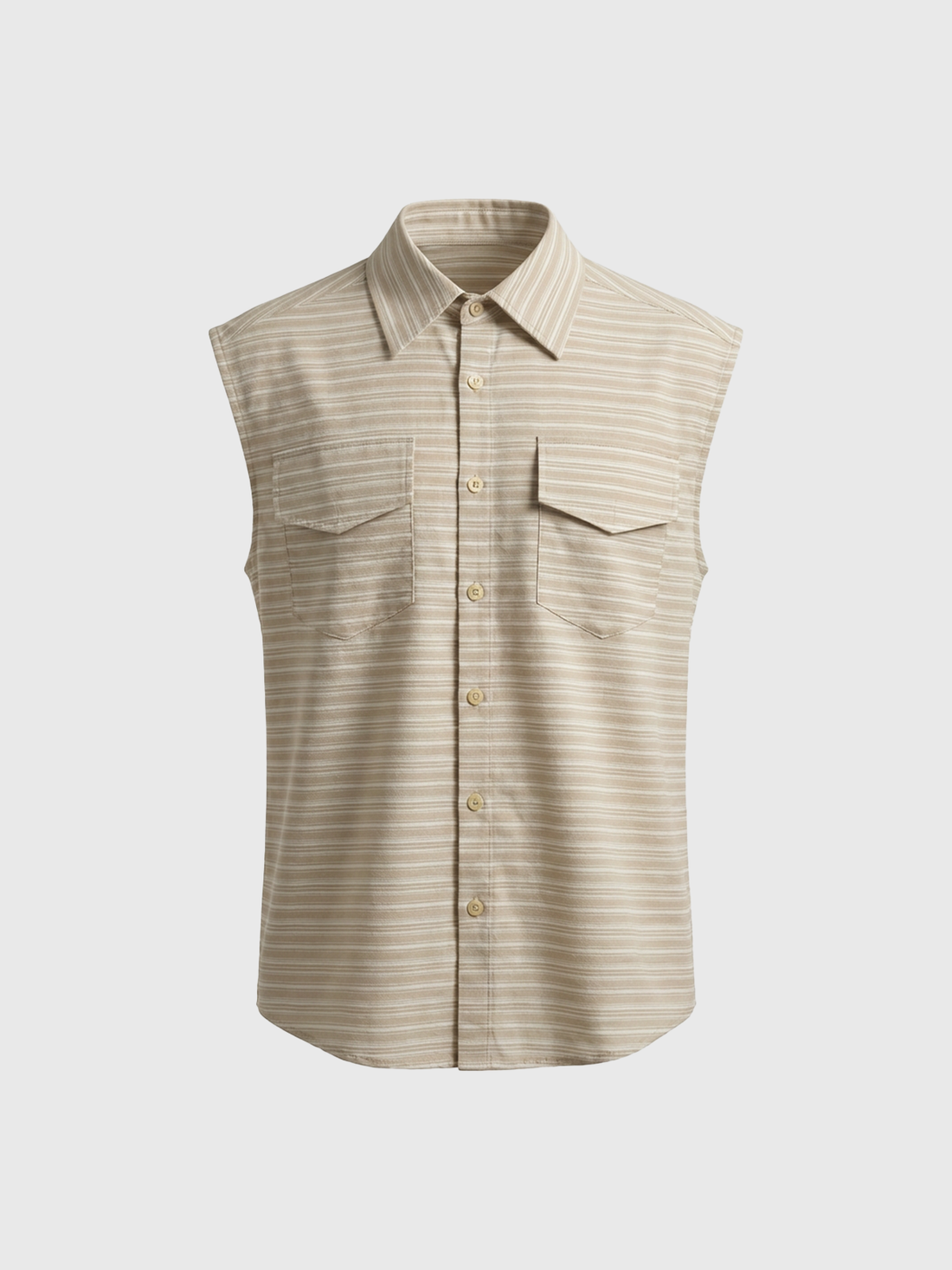 Co-ed Dorm Baggy Stripe Sleeveless Shirt - Khaki