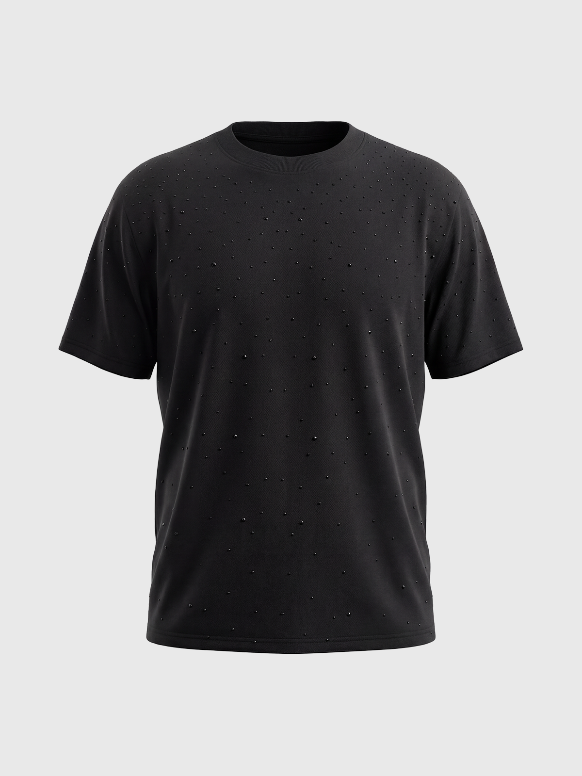 Co-ed Dorm Baggy Rhinestone Studded T-Shirt - Black