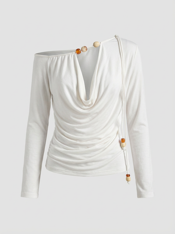 One Shoulder Out of Respect Sleeve Top - All White