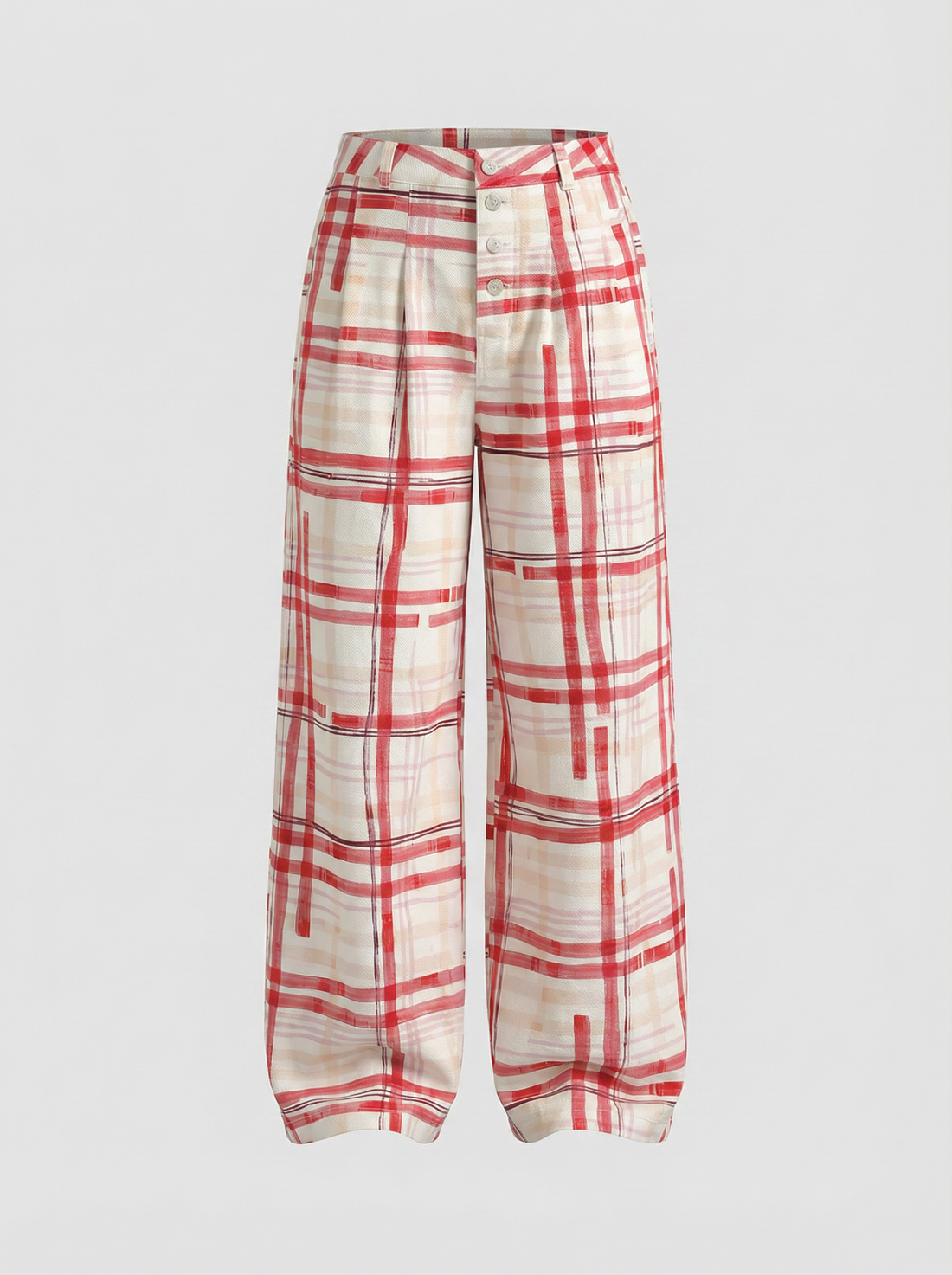 Brick Lane Wide Leg Tartan Plaid Lounge Pants - Red