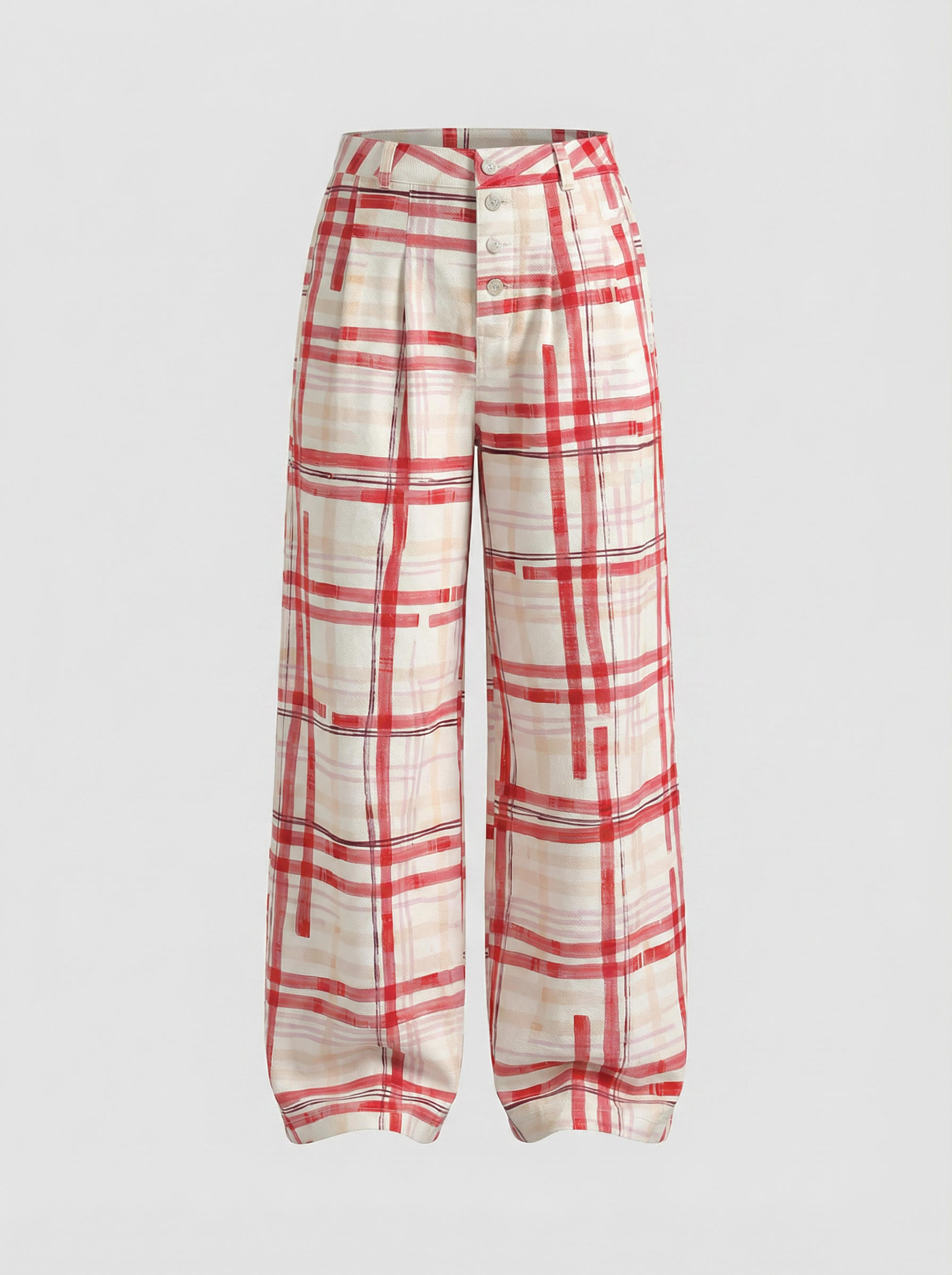 Brick Lane Wide Leg Tartan Plaid Lounge Pants - Red