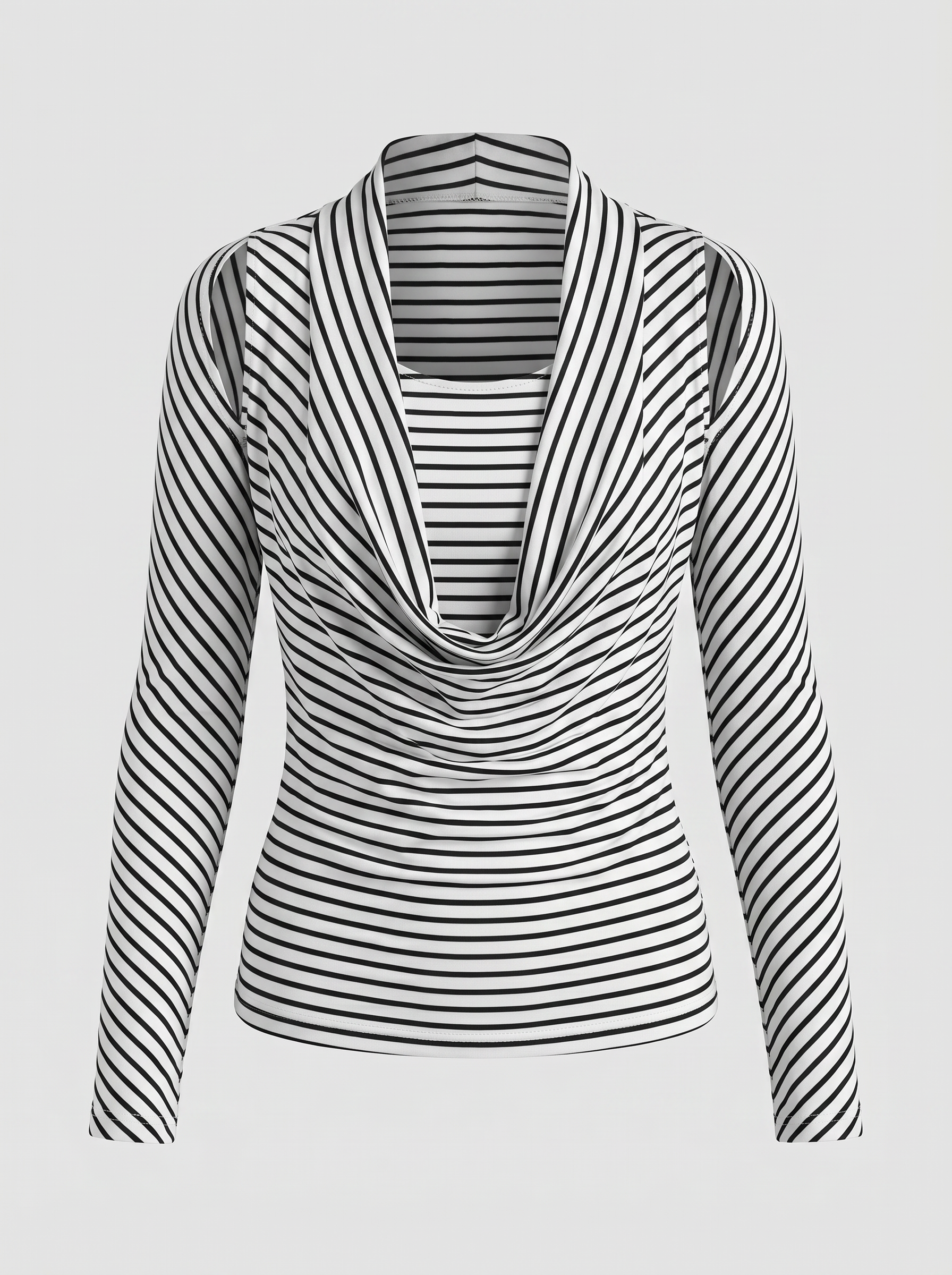 Brick Lane Skimming Stripe Cut Out Long Sleeve - Zebra