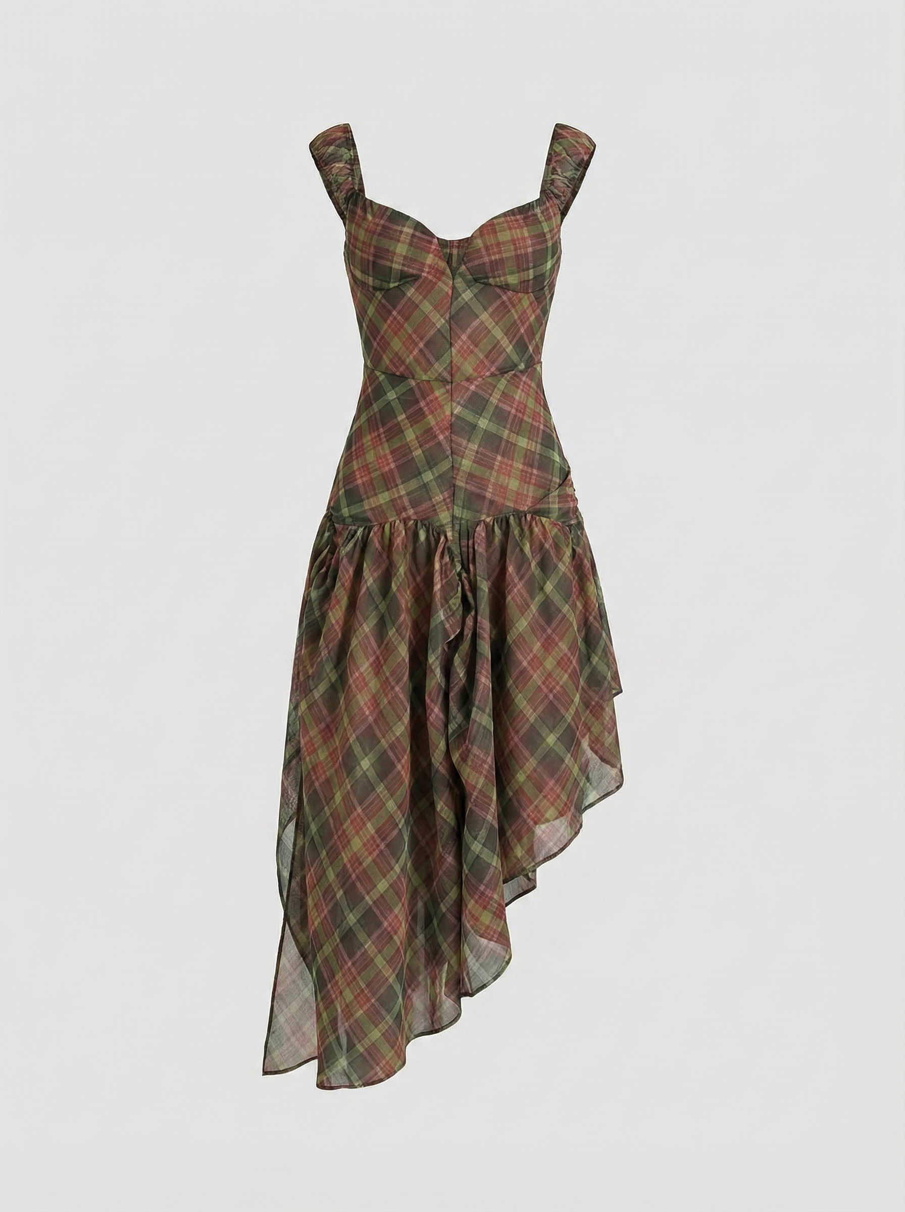 Dolled Office Floral Print Asymmetric Hem Dress - Rust