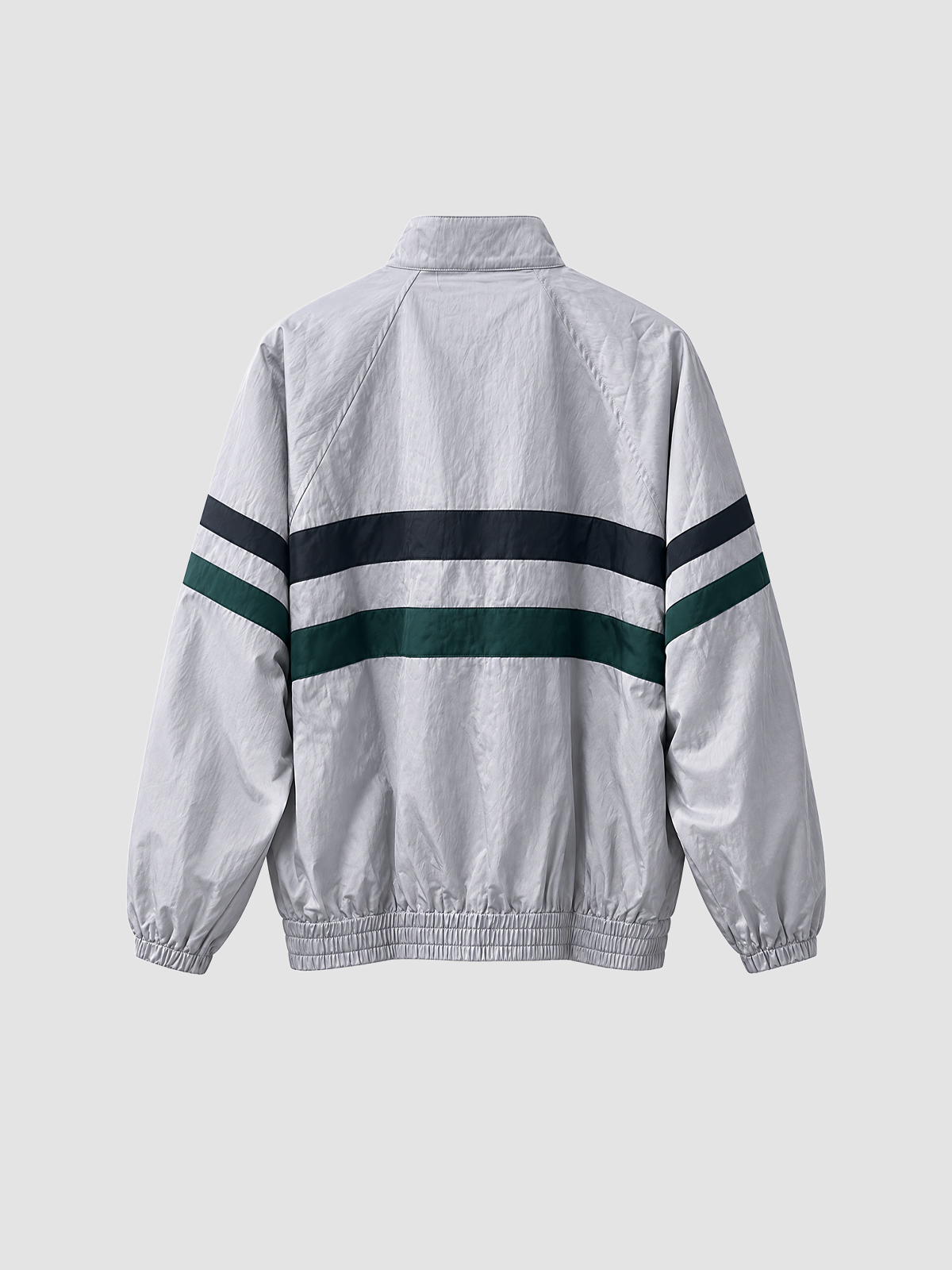 Brick Lane Chest Stripe Zip-Up Track Utility Jacket - Grey/Black