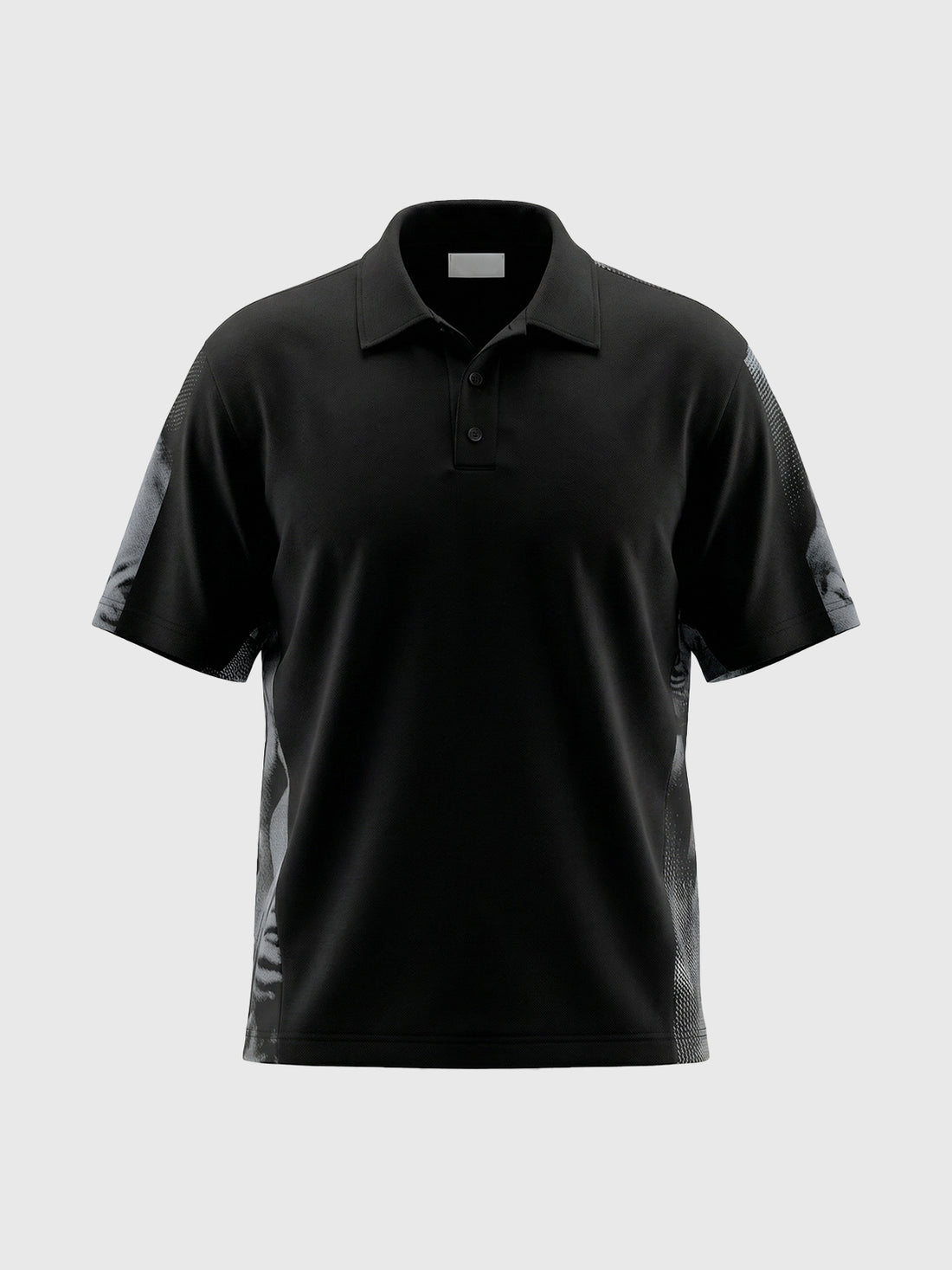 Gothic Print Relaxed Polo - Carbon Black