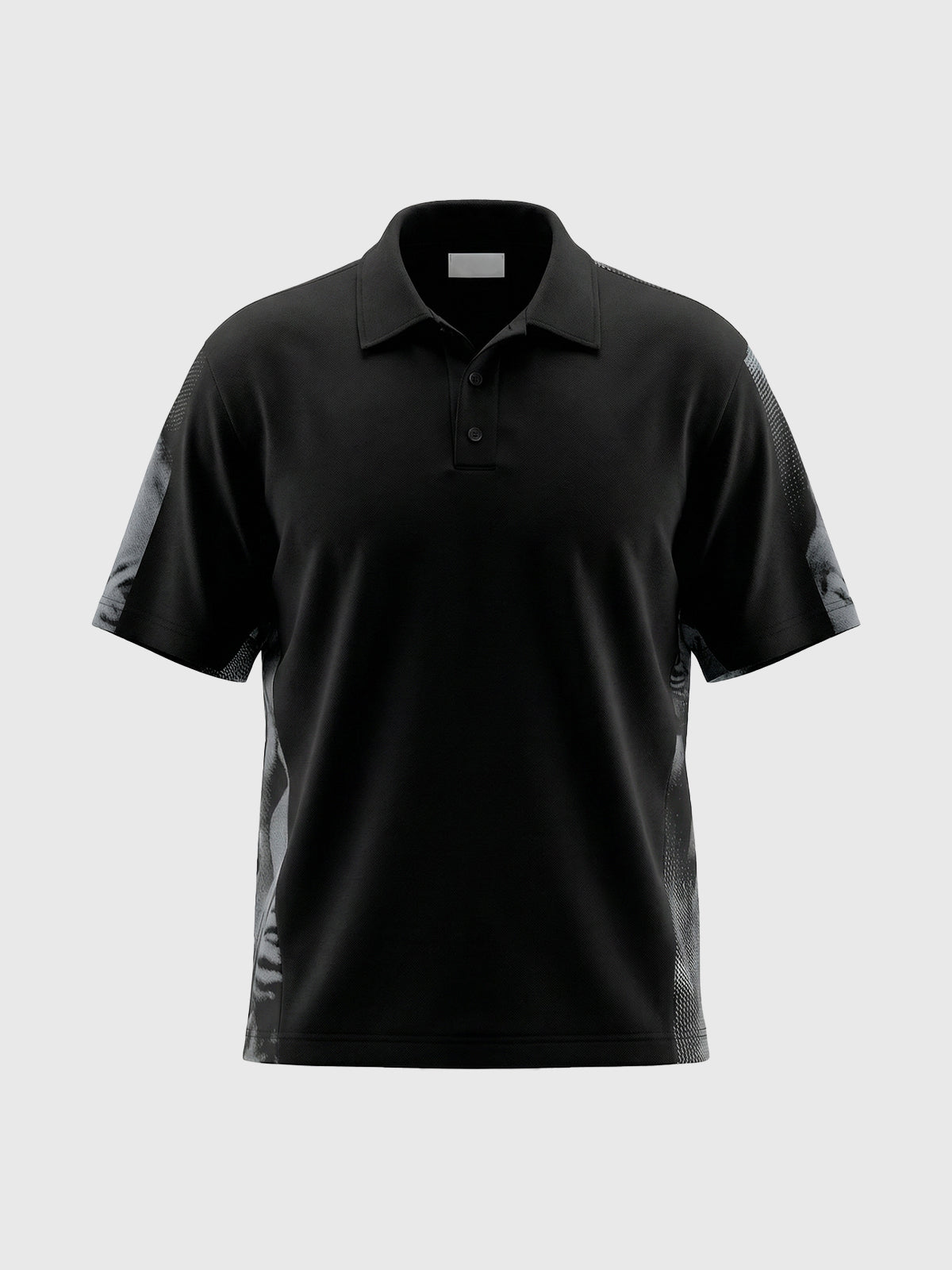 Gothic Print Relaxed Polo - Carbon Black