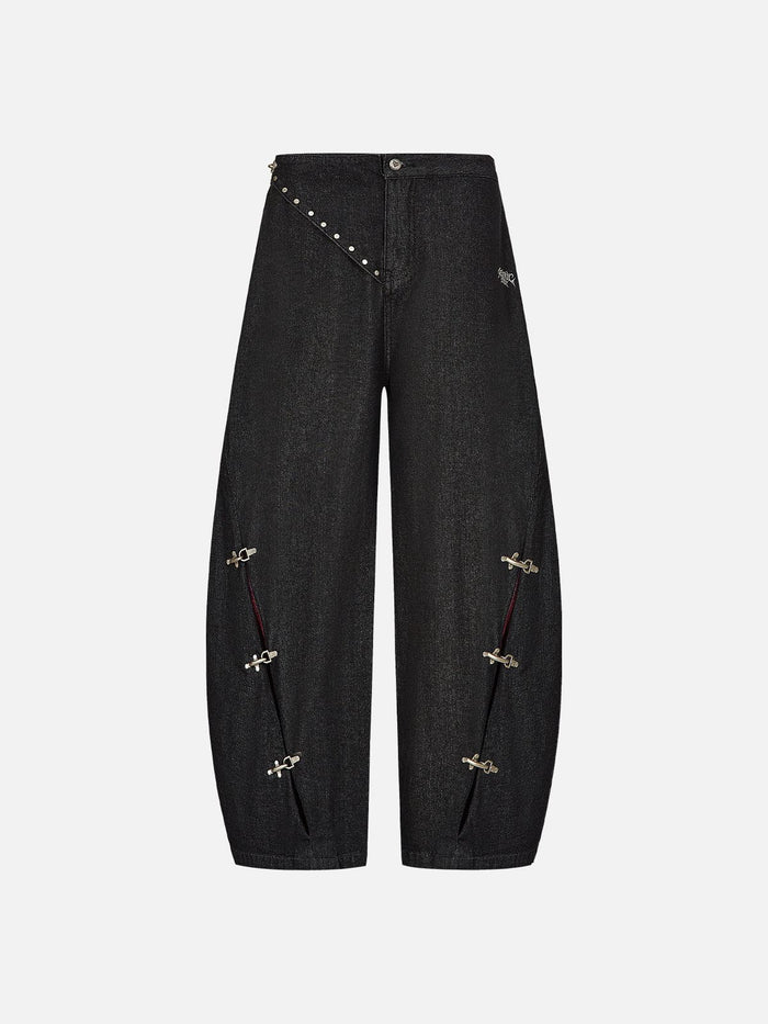 Co-ed Dorm Baggy Knee-Panel Casual Maxi Pants - Black