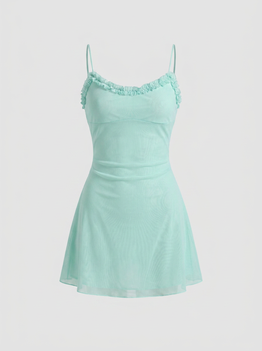 Dolled Office Skimming Mesh Mini Dress - Mint