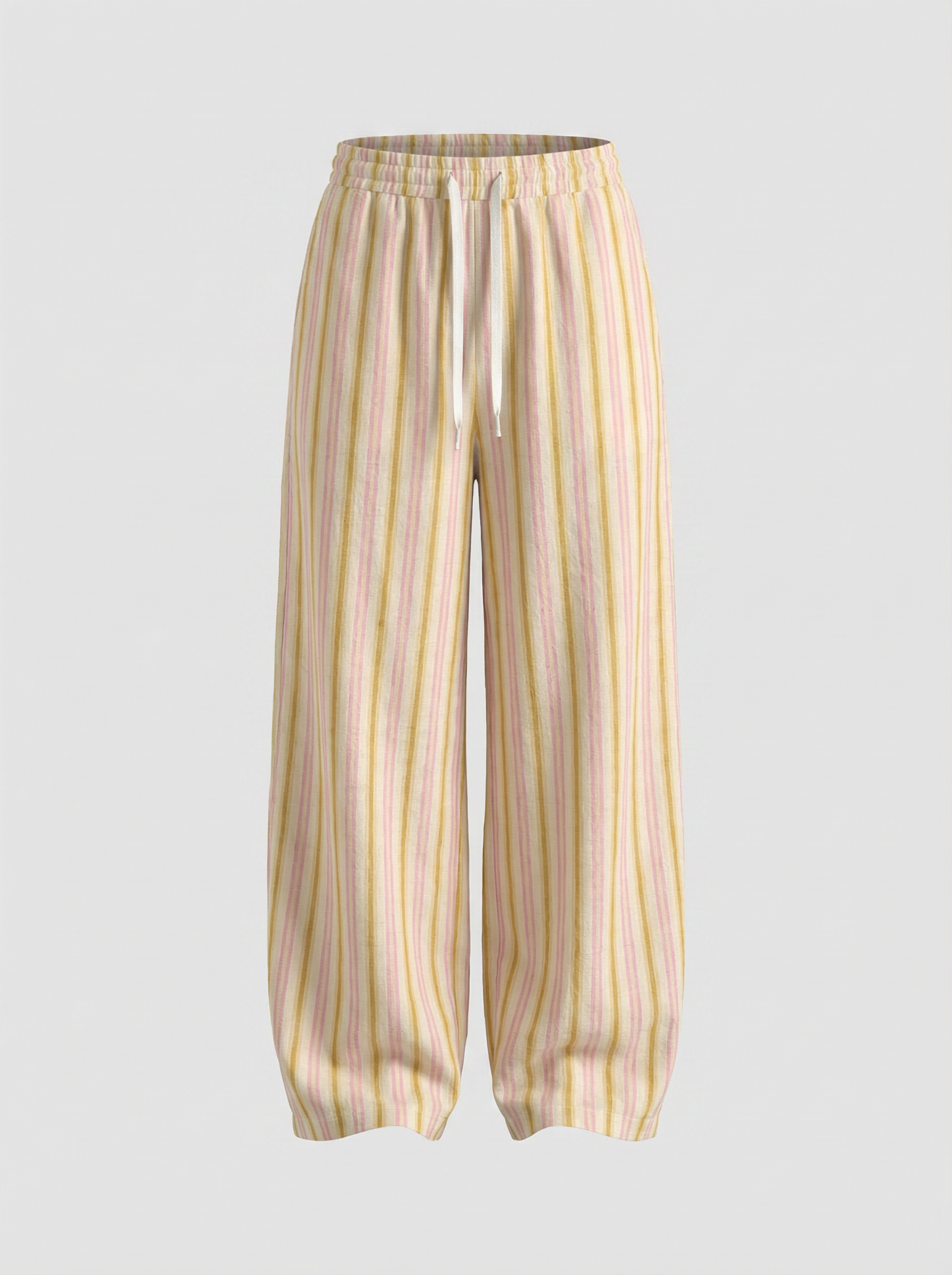 Dolled Office Wide-leg Stripe Relaxed Pants - Yellow