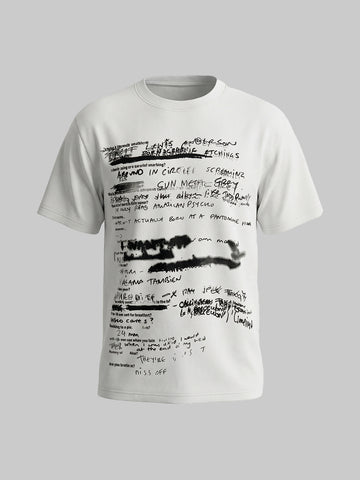 Co-ed Dorm Baggy Abstract Print Tee - White