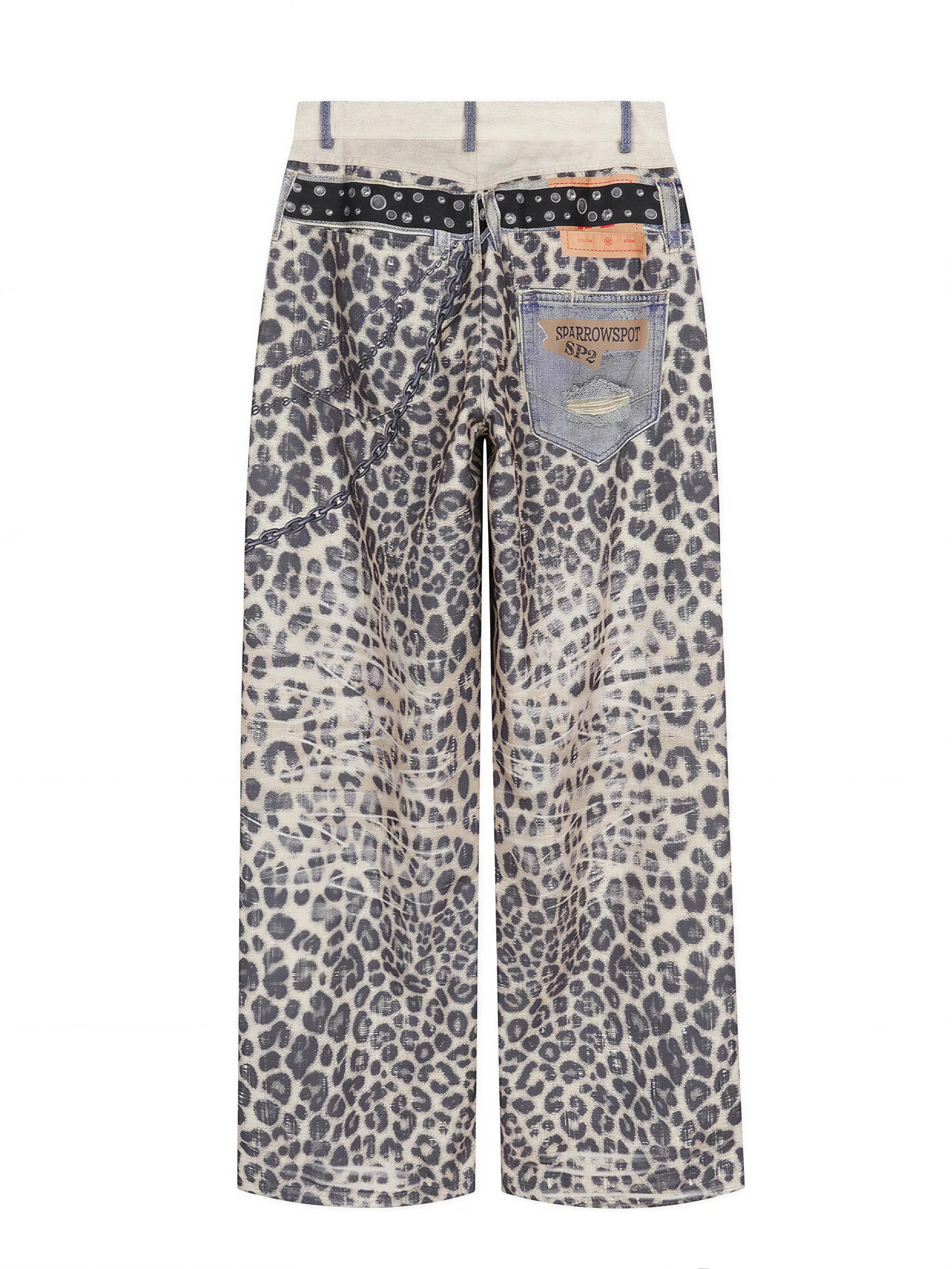 Brick Lane Wide-leg Animal Print Contrast Festival Pants - Grey/Mono