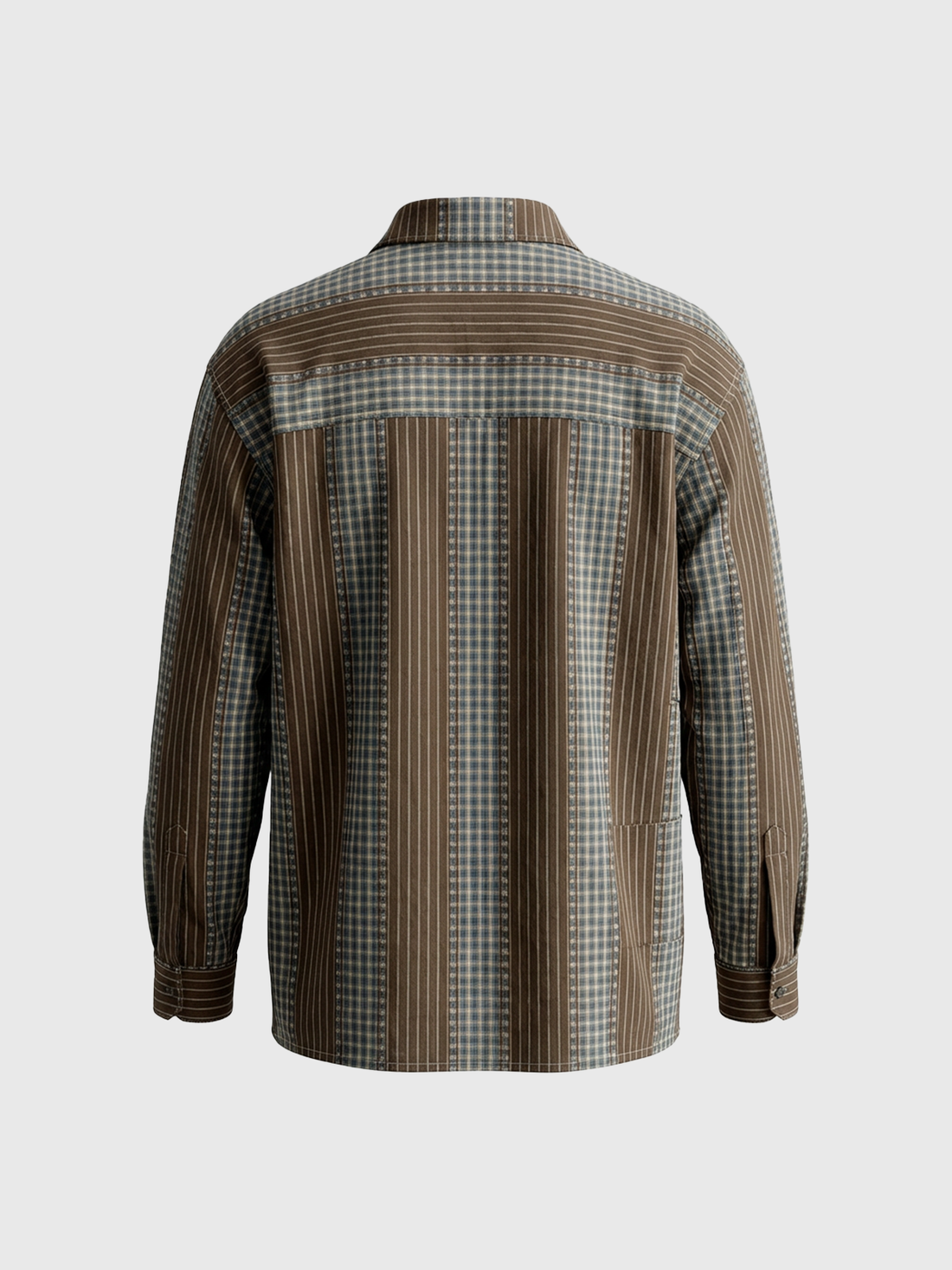 Co-ed Dorm Baggy Vertical Stripe Long Sleeve Shirt - Coffee