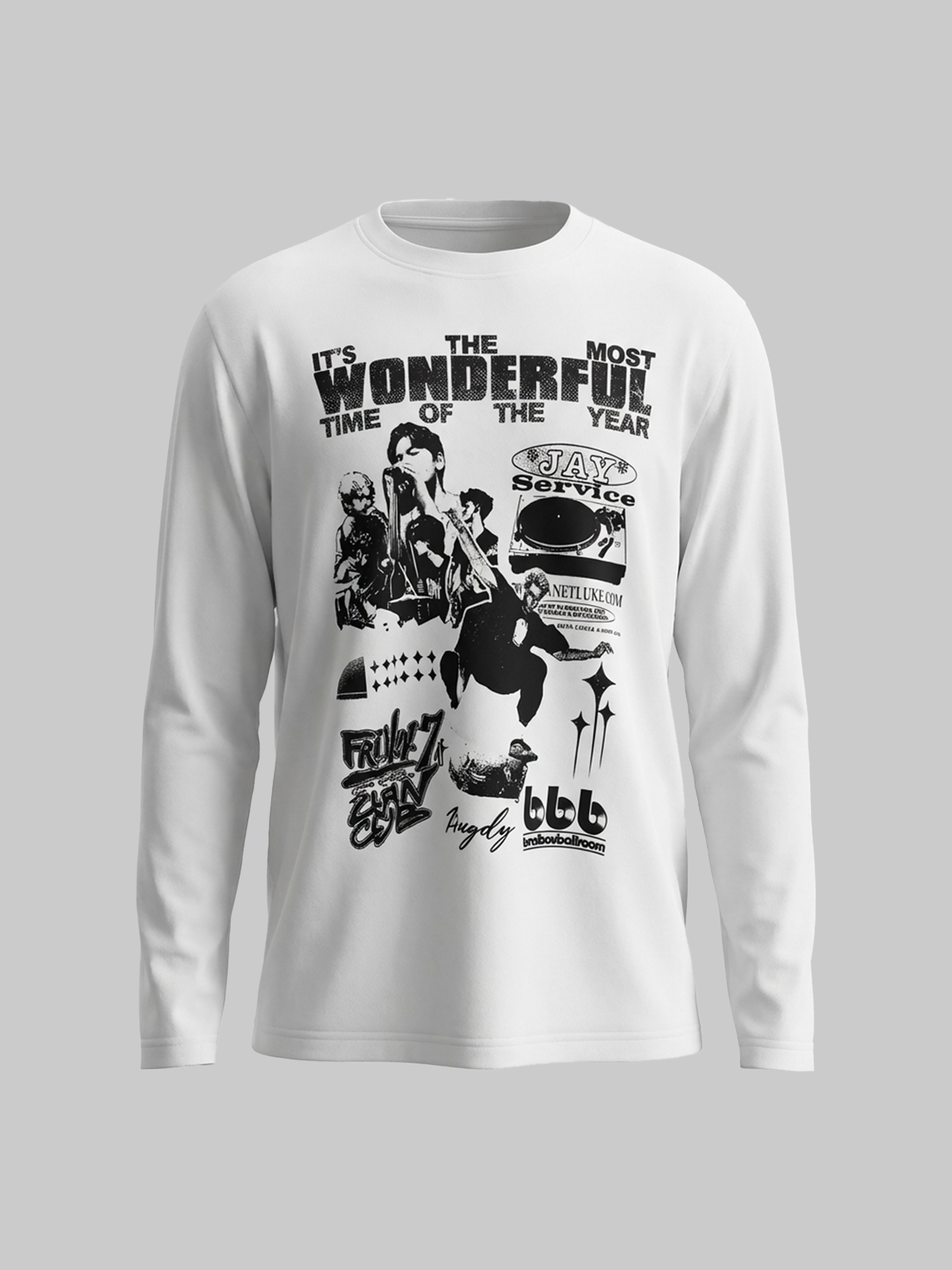 Brick Lane Vintage Graphic Print Long Sleeve T-Shirt - White