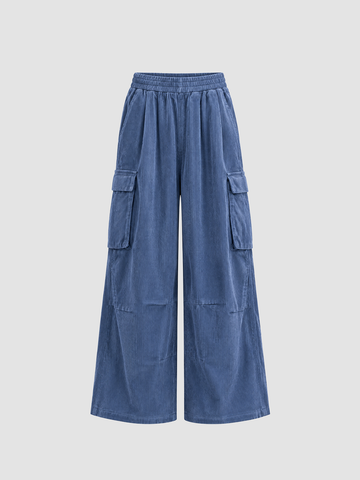 Weekday Outdoor Multi-Pocket Denim Cargo Maxi Pants - Medium Blue