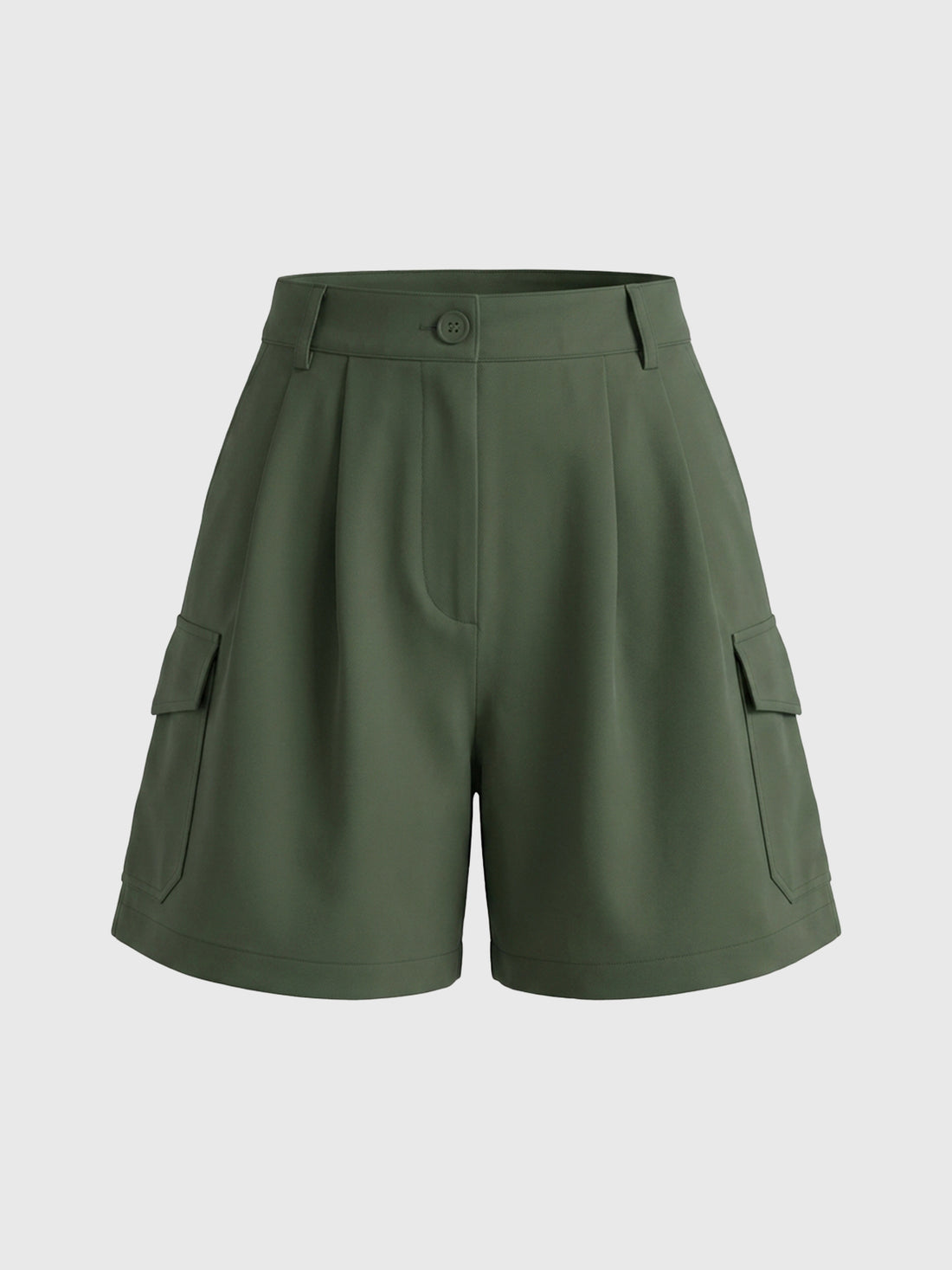 Brick Lane High-Waisted Pocket Cargo Shorts - Green