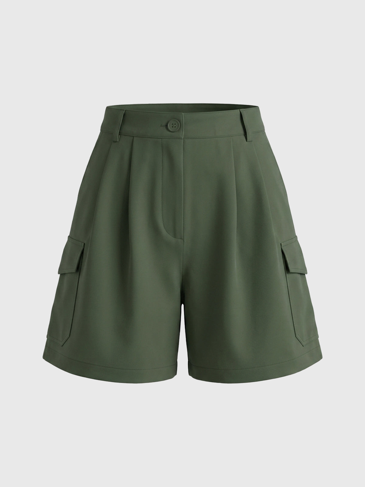 Brick Lane High-Waisted Pocket Cargo Shorts - Green