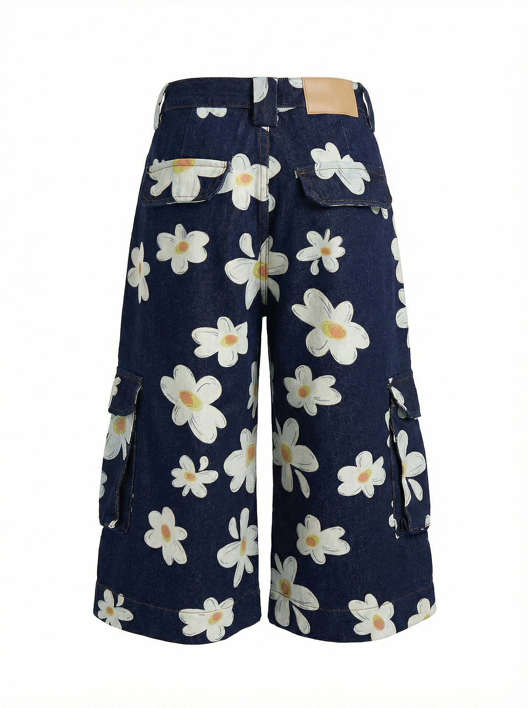 Brick Lane Wide-leg Floral Print Cargo Culottes - Navy