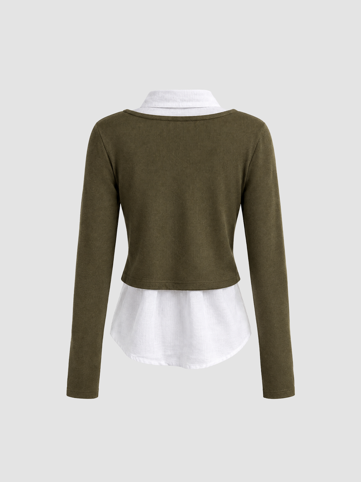 Brick Lane Layered Collar Cropped Knit Cardigan - Brown/White