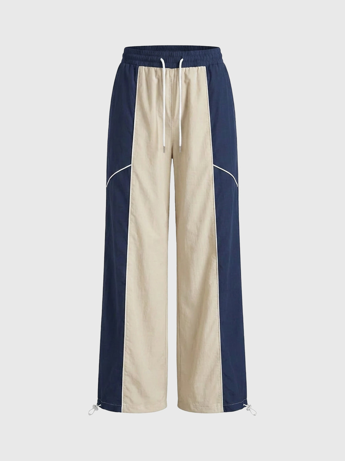 Lace Court Contrast Color Side Striped Sweatpants - Beige