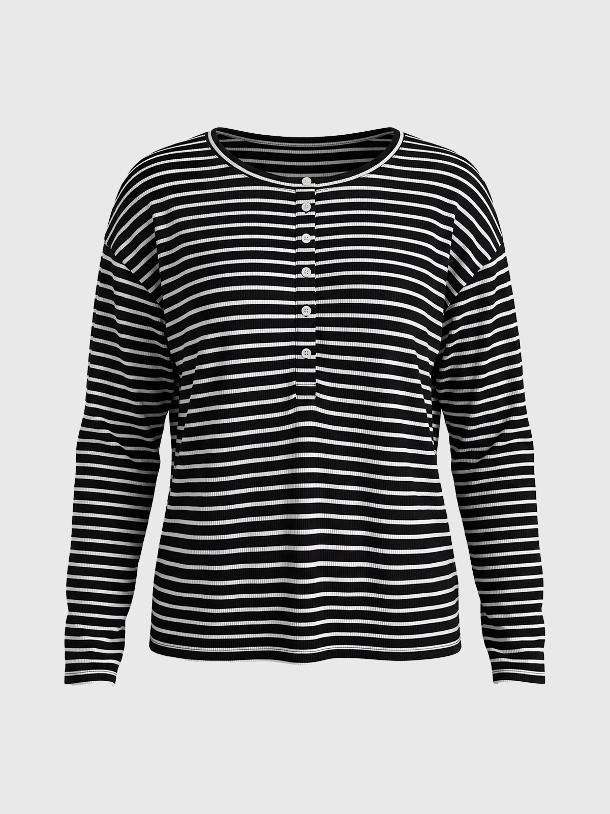 Dolled Office Baggy Stripe Long Sleeve Top - Black/White