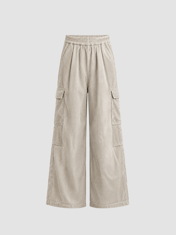 Brick Lane Distressed Wash Wide-Leg Maxi Pants - Light Grey