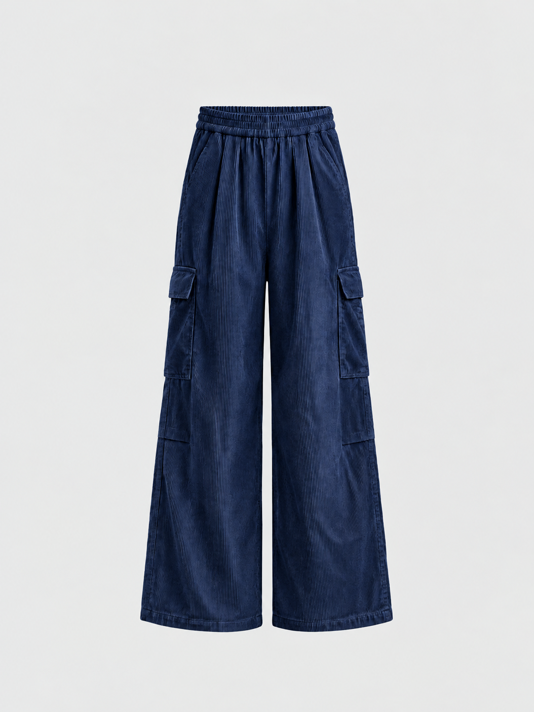 Weekday Outdoor Multi-Pocket Wide-Leg Corduroy Cargo Maxi Pants - Navy Blue