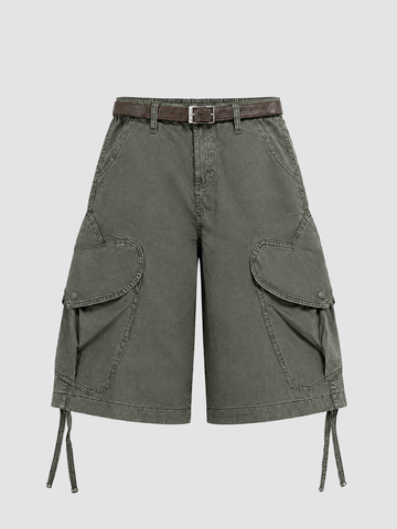 Weekday Outdoor Relaxed Multi-Pocket Utility Cargo Shorts - Olive